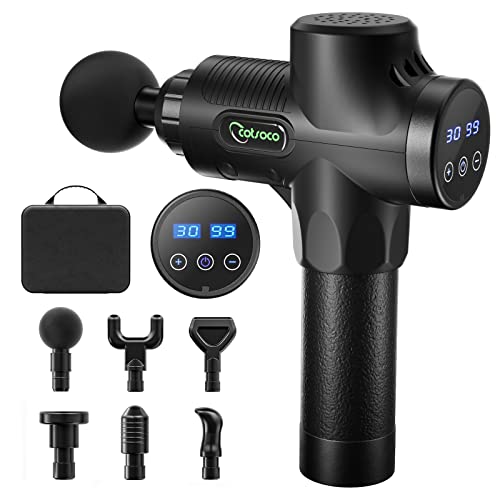 cotsoco Massage Gun Deep Tissue, Percussion Muscle Massager with 30 Speeds, Quiet Handheld Massagers for Athletes Shoulder Neck Back Relaxation, LCD Touch Screen with 6 Heads(Black) | The Storepaperoomates Retail Market - Fast Affordable Shopping