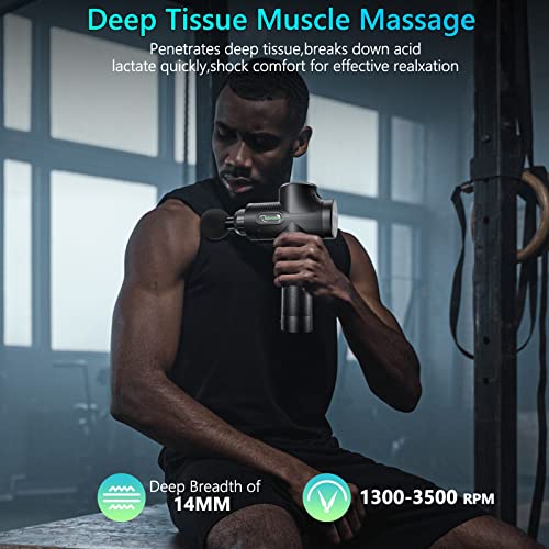cotsoco Massage Gun Deep Tissue, Percussion Muscle Massager with 30 Speeds, Quiet Handheld Massagers for Athletes Shoulder Neck Back Relaxation, LCD Touch Screen with 6 Heads(Black) | The Storepaperoomates Retail Market - Fast Affordable Shopping