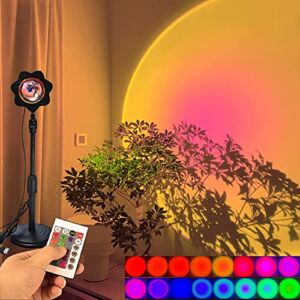 Sunset Lamp with 16 Colors,Sunset Projector Lamp Rainbow,Sunlight Lamp for Photography-Party-Home-Bedroom,TIK tok 180 Legree Rotation USB Sunset UFO Night Light with Remote