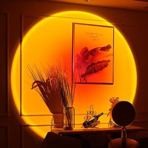 Maiqufa Sunset Projector Lamp Color Changing,Rainbow Night Light 180°Rotation Romantic Sun Light for Bedroom Background Room Decoration
