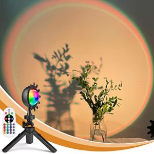 Homesprit Sunset Projection Lamp, 16 Colors RGB Changing Sunset Lamp Projector with Remote Control, 360 Degree Rotation with Extendable Stand for Kids Adult Photography Party Room Decor