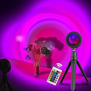 Sunset Lamp with 16 Colorful LED Light – Night Light for Bedroom – Rotatable Sunset Lamps Projector with Tripod Stand