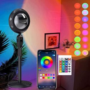 Sunset Lamp Projector LED Sunset Light Music Sync App Controlled Mood Lighting Rainbow Sunset Lamps Night Light 16 Colors Changing Sunlight Lamp for Photography Selfie Room Home Decor