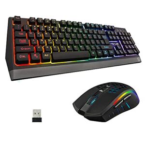 G-LAB Combo Tungsten – Backlit Wireless Gaming Keyboard and Mouse Set – QWERTY Wireless Gaming Keyboard + 2400 DPI Wireless Gaming Mouse – Wireless Keyboard Mouse Pack for PC PS4 PS5 Xbox One/X/S