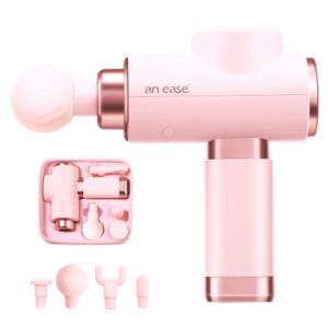 An Ease Massage Gun for Women, Pink Muscle Massager USB-C Charging for Back Neck Shoulder Pain Relief, Super Quiet and Portable with Carrying Case