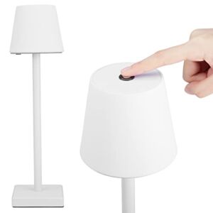 Portable LED Table Lamp with 3-Levels Brightness, Mushroom Cordless Nightstand Lamp for Living Room Bedroom, Barbell Night Light with USB Charging Port, Bedside Lamp