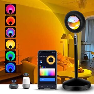 Sunset Lamp Projector,Support Alexa Google Assistant,APP Control Smart Sunset Projection Lamp DIY 16 Million Colors180° Rotation Rainbow Sunset Lamp Projector for Vlog,Selfie,Room Decor,Gifts for Girl