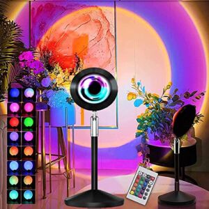 YAKADE Sunset Lamp, Sunset Projection Lamp Projector Lights 16 Colors Switchable Sun lamp with 180 Degree Rotation, Sunset Light Romantic Led Light for Living Room Bedroom Floor Decor Gift Decoration
