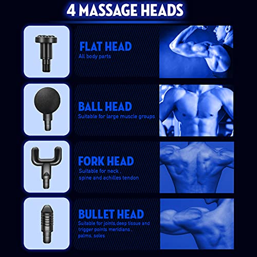 Quality Massage Gun, Handheld Body Massager, Deep Muscle Fascial Massager is a Portable and Rechargeable Vibration Device for Relieve Muscle and Tissue Pain, Super Quiet, 6 Speed Cordless and 4 Heads | The Storepaperoomates Retail Market - Fast Affordable Shopping