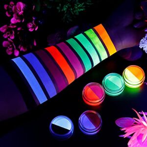 ecofavor Water Activated Eyeliner, UV Glow Neon Cake Paint, 10 Bright Color in 5 Cake Hydra Eye Liner,UV Glow Blacklight Luminous Body Face Makeup Paint, Costume Halloween and Club Makeup Art Paint…