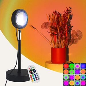 Sunset Light Projector Lamp 16 Colors Switchable with Remote Sunrise Projection Sun Lamp Rainbow Night Light for Party Bedroom Live Room Decor Selfie