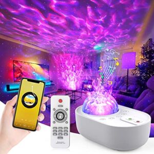 Star Projector Galaxy Light, Starry Night Light Projector with Bluetooth Music Speaker& Timer White Noise with Ocean Wave Light Mode Nebula Lamp for Party Home Bedroom