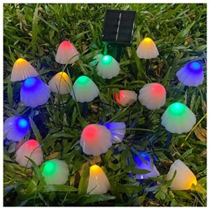 Solar Garden Mushroom Decor Lights – Outdoor Waterproof lamp String Fairy Color Changing for Christmas,Halloween,Backyard,Lawn,Camping,Party(16pcs Multi-Color Mushroom Light)