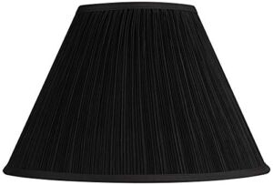 Black Mushroom Pleated Large Empire Lamp Shade 7″ Top x 17″ Bottom x 11″ High x 11.5″ Slant (Spider) Replacement with Harp and Finial – Springcrest