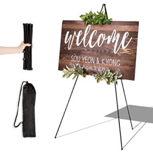 Art Portable Easel Stand for Display Wedding Sign & Poster – 63 Inches Tall Easels for Display Holder – Collapsable Poster Easel – Floor Adjustable Metal Painting Easel Tripod Black