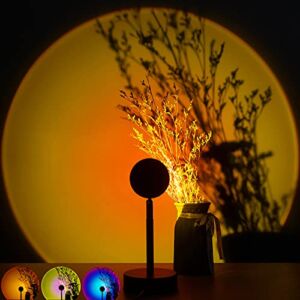 Sunset Lamp Projector LED Night Light Projection, TIK Tok Sunset Floor Lamp for Living Room Bedroom Decor Wall Decoration Romantic Visual Sunset Red Projection Lamp (Red Sunset)