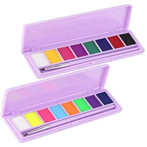 Yeweian 2 Pcs Water Activated Eyeliner Palette Liquid Eyeliner Colorful Set Hydra Graphic Eyeliner Makeup Neon Face Paint UV Glow Black White Red Face Body Paint,Clown Makeup Kit(01+02)
