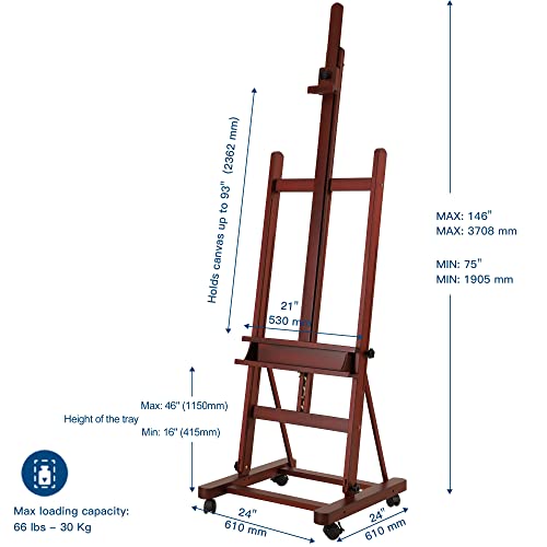 VISWIN Premium H Frame Easel 75″ to 146″H, Hold Canvas to 93″, Solid Beech Wood Large Artist Easel for Painting Canvas, Studio Floor Easel Stand with Storage Tray, Wheel, Wooden Art Easel for Adult-W | The Storepaperoomates Retail Market - Fast Affordable Shopping