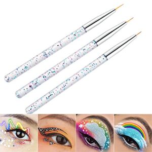 Bowitzki 3 Pieces / Count Professional Makeup Brush Line Fine Point Eyeliner for Water Activated Eyeliner Graphic Liner Hydra Liner