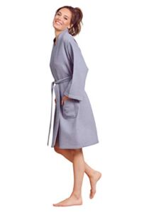 Soft Touch Linen Kimono Waffle Robe – Women’s Bath SPA Robe – Lightweight Cotton &Polyester Blend (Large, Grey)