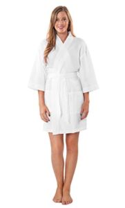 Turquaz Linen Lightweight Thigh Length Robes For Women – Waffle Kimono Bridesmaids Robe – Summer Bathrobes For Women