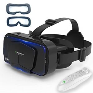 VR Headset Virtual Reality VR 3D Glasses VR Set 3D Virtual Reality Goggles,Adjustable VR Glasses Support 7.2 Inches [with Controller+Two Eye Masks]