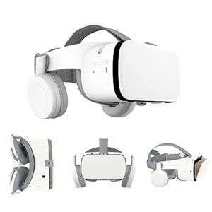 Peiloh VR Headset Compatible with 4.7-6.2 inch iPhone and Android, Virtual Reality Headset with Wireless Headphones 3D VR Glasses Goggles for IMAX Movies & Cardboard Games, Soft & Comfortable (White)