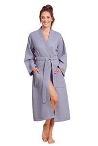 Luxurious Robe Soft Absorbent Lightweight Long Kimono Waffle Spa Bathrobe for Women