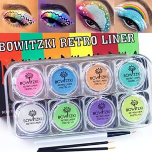 Bowitzki 8×5 Gram Water Activated Eyeliner Hydra Liner Makeup UV Glow Fluorescent Color Graphic Retro Face and Body Paint (Pastel Color)