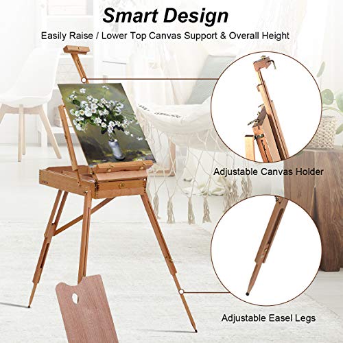 Tangkula French Style Painting Easel, Portable Art Easel with Sketch Box, Artist Drawer, Palette & Shoulder Strap, Adjustable Tripod Wooden Easel Stand Holds Canvas up to 34″ for Painting, Drawing | The Storepaperoomates Retail Market - Fast Affordable Shopping