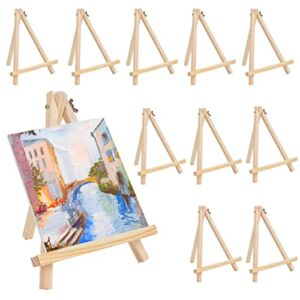 Worldity 10 Pack 9 Inch Tall Wood Easels for Display, Mini Natural Wood Display Easel, Art Craft Painting Easel Stand for Artist Adults Students, Table Top Easel for Card, Crafts, Sign, Photos