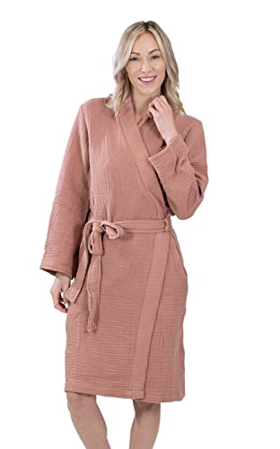 Aegean Concept – Muslin Bathrobe Turkish 100% Cotton | Unisex – Men and Women | Super Absorbent, Sustainable and Cozy, Breathable and Fast Dry – Bath, Beach, Pool, SPA, Shower, Gym [BLUSH-L] | The Storepaperoomates Retail Market - Fast Affordable Shopping