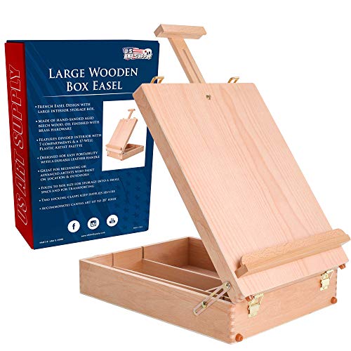U.S. Art Supply Newport Large Adjustable Wood Table Sketchbox Easel, Paint Palette, Premium Beechwood – Portable Wooden Artist Desktop Case – Store Art Paint, Markers, Sketch Pad – Drawing Painting | The Storepaperoomates Retail Market - Fast Affordable Shopping