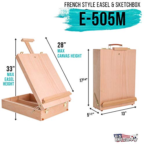 U.S. Art Supply Newport Large Adjustable Wood Table Sketchbox Easel, Paint Palette, Premium Beechwood – Portable Wooden Artist Desktop Case – Store Art Paint, Markers, Sketch Pad – Drawing Painting | The Storepaperoomates Retail Market - Fast Affordable Shopping