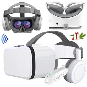 VR Headset, Virtual Reality Headset w/ Controller & Headphones for Kid Adult Play 3D Game Movie, Universal VR Set Glasses Goggle Bundle for PC Android Phone for iPhone 13 12 11 Pro X S R Max Samsung