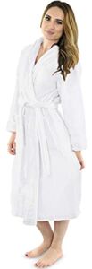 NY Threads Womens Fleece Bathrobe – Shawl Collar Soft Plush Spa Robe (Large, White)