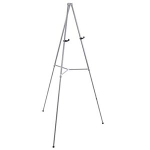 U.S. Art Supply 66″ High Gallery Silver Aluminum Display Easel and Presentation Stand – Large Adjustable Height Portable Tripod, Holds 25 lbs – Floor and Tabletop, Display Paintings, Signs, Posters