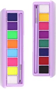 Go Ho 2 Packs Water Activated Eyeliner Palette,Highly Pigmented Bright Vibrant Fluorescent Rainbow Colorful Face and Body Paint Makeup,Matte and UV Glow Graphic Eyeliner,With Eyeliner Brush