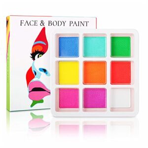 Go Ho Neon Face Body Paint,UV Glow in the Dark Face Black Paint,Water Activated Eyeliner Bright Pop Colors White Face Painting for Halloween Makeup SFX Cosplay Costumes