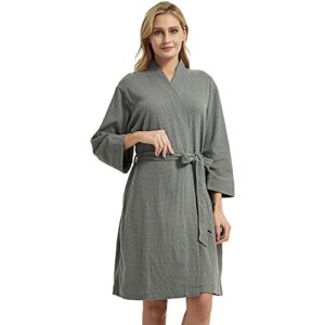 DaysU Waffle Robe for Women, Lightweight Mid-length Unisex Kimono Robe for Bath and Spa, XL-XXL Size, Grey, 1Piece