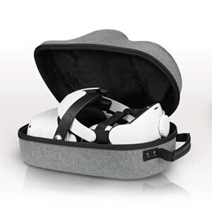 Wasserstein VR Headset Carrying Case, Head Strap, and Face Cover Bundle – Gaming Accessories Compatible with Meta/Oculus Quest 2