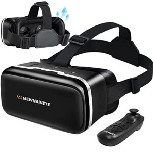 VR Headsets Compatible with iPhone & Android Phones – VR Set Incl. Remote Control for 4.7”-6.53” Cell Phone, 3D Virtual Reality Goggles Glasses Gift for Kids and Adults for 3D Gaming and Videos