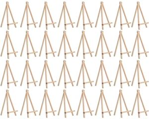 48 Pcs Easel Stand for Painting Canvas 8 Inch Mini Wood Display Easel Artist Easel Art Craft Painting Easel Stand Tabletop Easel Triangle Card Stand for Wedding Artist Adults Students Kids
