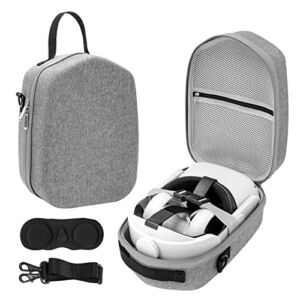 Hard Carrying Case for Meta/Oculus Quest 2 Basic/Elite Version VR Gaming Headset Cable and Touch Controllers Accessories All-in-One, Ultra-Sleek Design for Travel