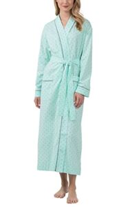 PajamaGram Women Robe – Long Robes For Women, Mint Polka Dot, LG