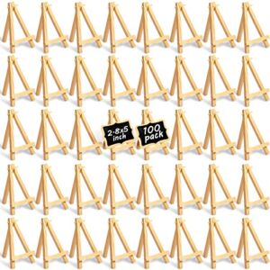 Mimorou 100 Pieces 5 Inch Mini Easel Stands Small Wooden Easels for Display Canvas Stand Triangle Art Craft Painting Holder Artist Adults Kids Wedding Party Photo Supply