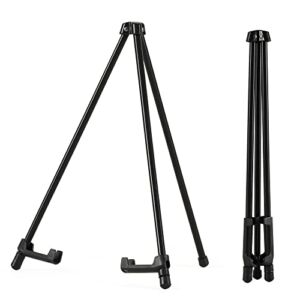 Somime 14″ High Tabletop Instant Display Easel – Black Steel Small Desktop Easel Stand with Adjustable Holders for Paintings, Posters and Store Signs(1 Pack)