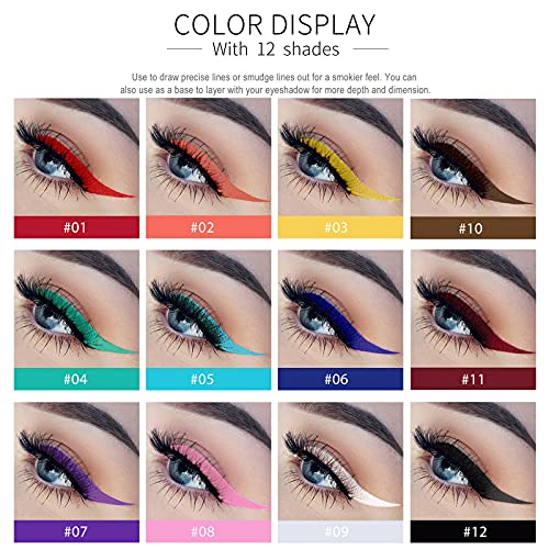 Anglicolor 12 Colours Coloured Eyeliner, Smudge Proof Neon Matte Waterproof Liquid Eyeliner Set , Highly Pigmented Smudge-proof Colourful Eye Liners for Wedding Party (12 Colors) | The Storepaperoomates Retail Market - Fast Affordable Shopping