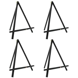 U.S. Art Supply 12″ High Black Wood Display Stand A-Frame Artist Easel (Pack of 4) – Adjustable Wooden Tripod Tabletop Holder Stand for Canvas, Painting Party, Kids Crafts, Photos, Pictures, Signs