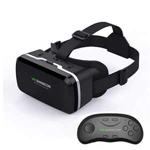 VR Headset with Remote Controller,3D Glasses Virtual Reality Headset for VR Games & 3D Movies, VR Headset for iPhone & Android Phone,VR Glasses Suitable for Kids and Adults